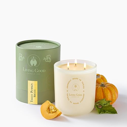 Miniatura 1 de Toasty Pumpkin Brulee - Vela en tarro de cera de abeja pura  Más de 90 horas de larga combustión velas perfumadas de diseño clásico para decoración