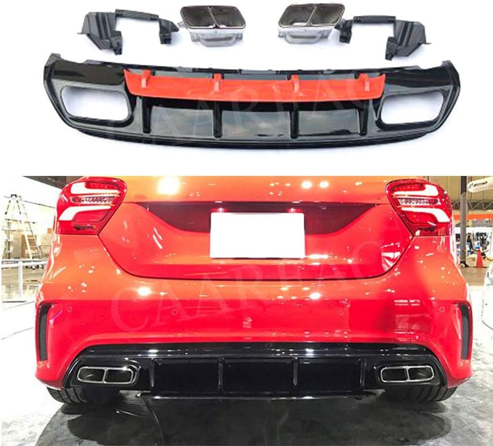 Heckstossstangenlippendiffusor Mit Auspuff 4 Auslass Fur Mercedes Benz A Klasse W176 A180 A200 A45 Amg 2013 2018 Black Amazon De Auto Motorrad