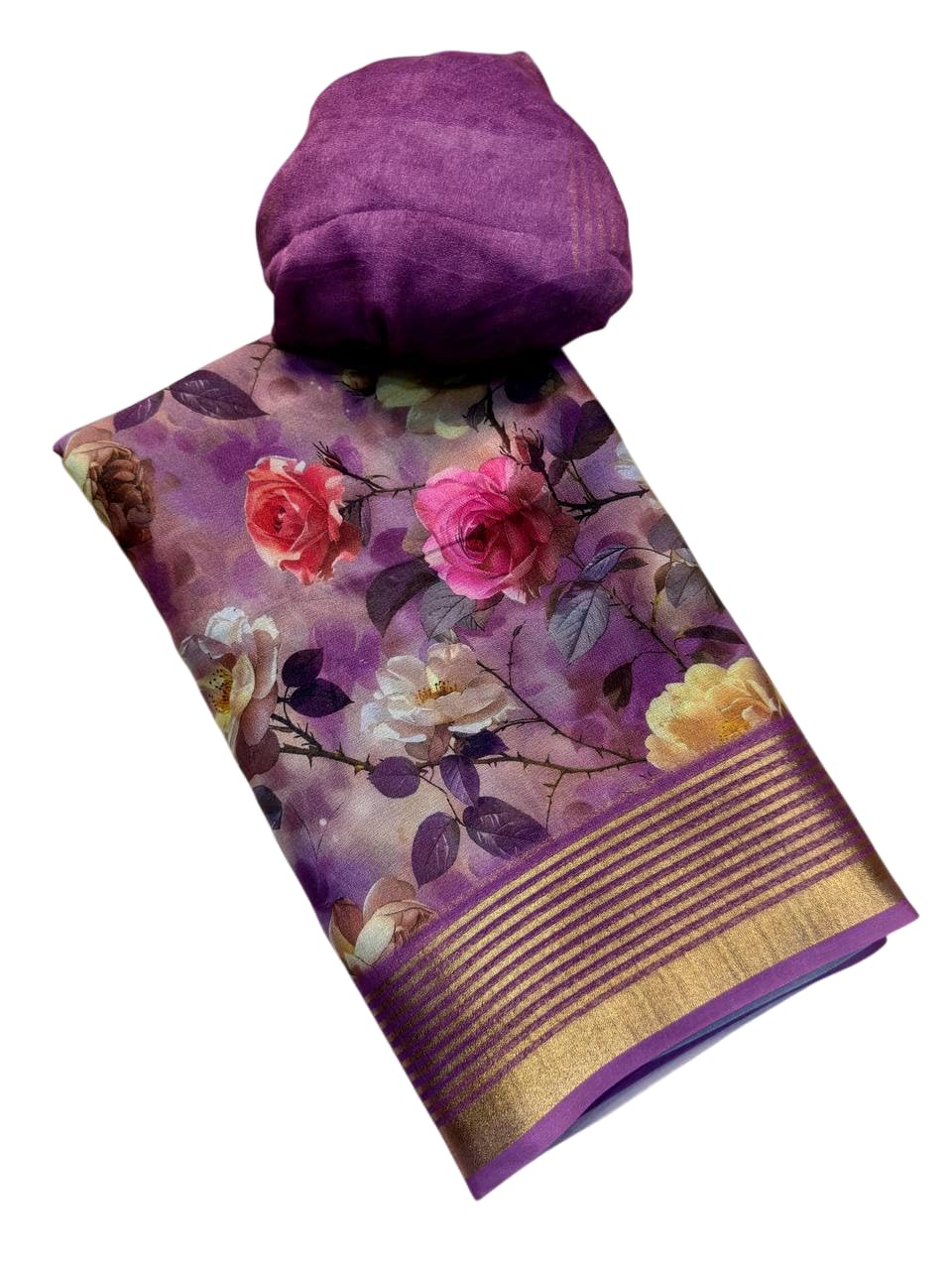 Women's Soft Raw Silk Georgette Saree With Kalamkari Floral Print Designer Printed Pallu Zari Lining Blouse Piece-picture-30