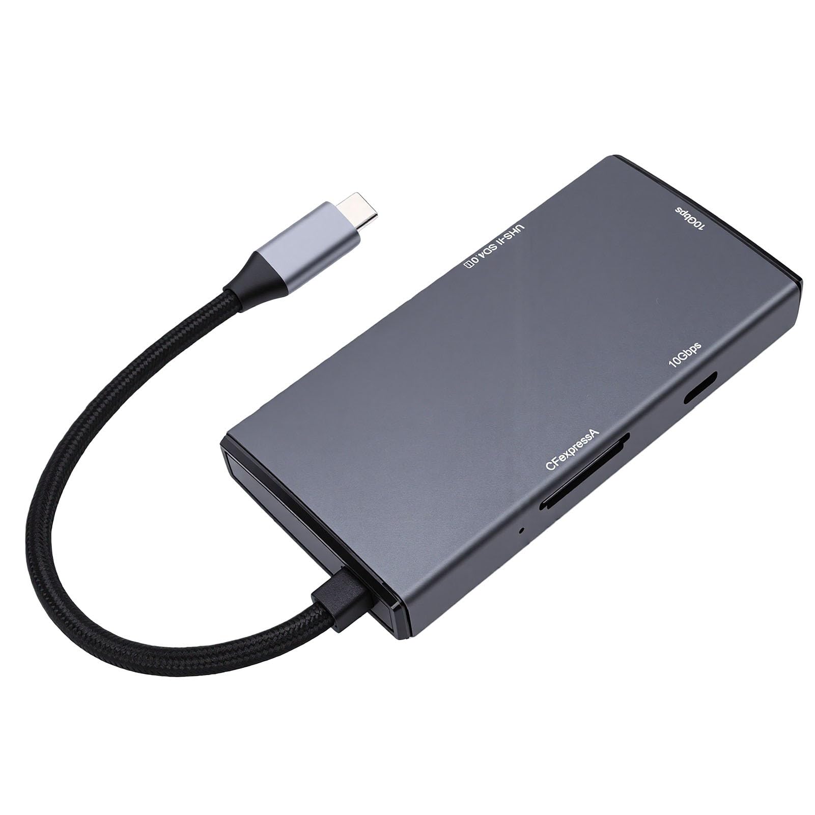 Fabater Adaptador Multipuerto Hub USB C con Lector de Tarjetas 5 en 1 para Uso Simultáneo, Concentrador de Aluminio Duradero para Creadores de Contenido Profesionales