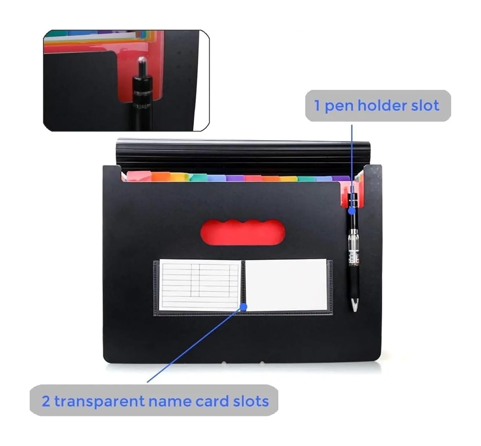 Cajas organizadoras de documentos, Carpeta de archivos expandible A4, acordeón negro, porta documentos portátil, oficina(Black A-48 Grids)