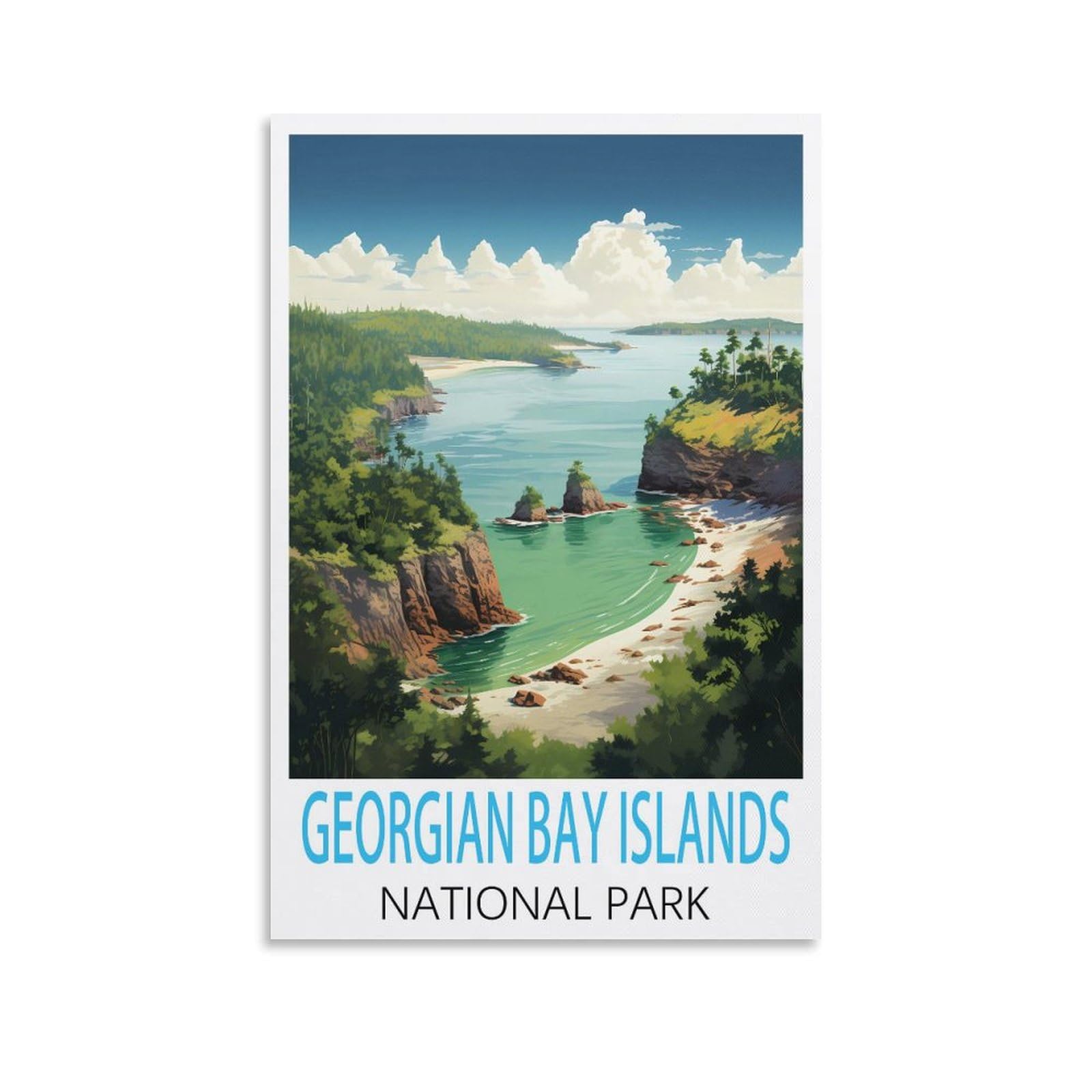 Retro Vintage Metal Tin Sign Georgian Bay Islands National Park Metal Wall Art Bar Sign for Kitchen Pubs Coffee Metal Wall Decoration 30x30cm