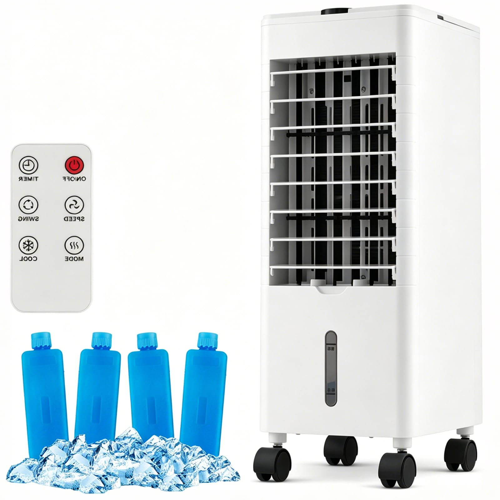 RELAX4LIFE Rafraîchisseur d'Air Silencieux Mobile | 3 en 1 Refroidisseur d'Air Humidificateur Ventilateur | 3 Vitesses 3 Modes | Réservoir 2,8L | 4 Blocs Réfrigérants | Oscillation | Faible Conso