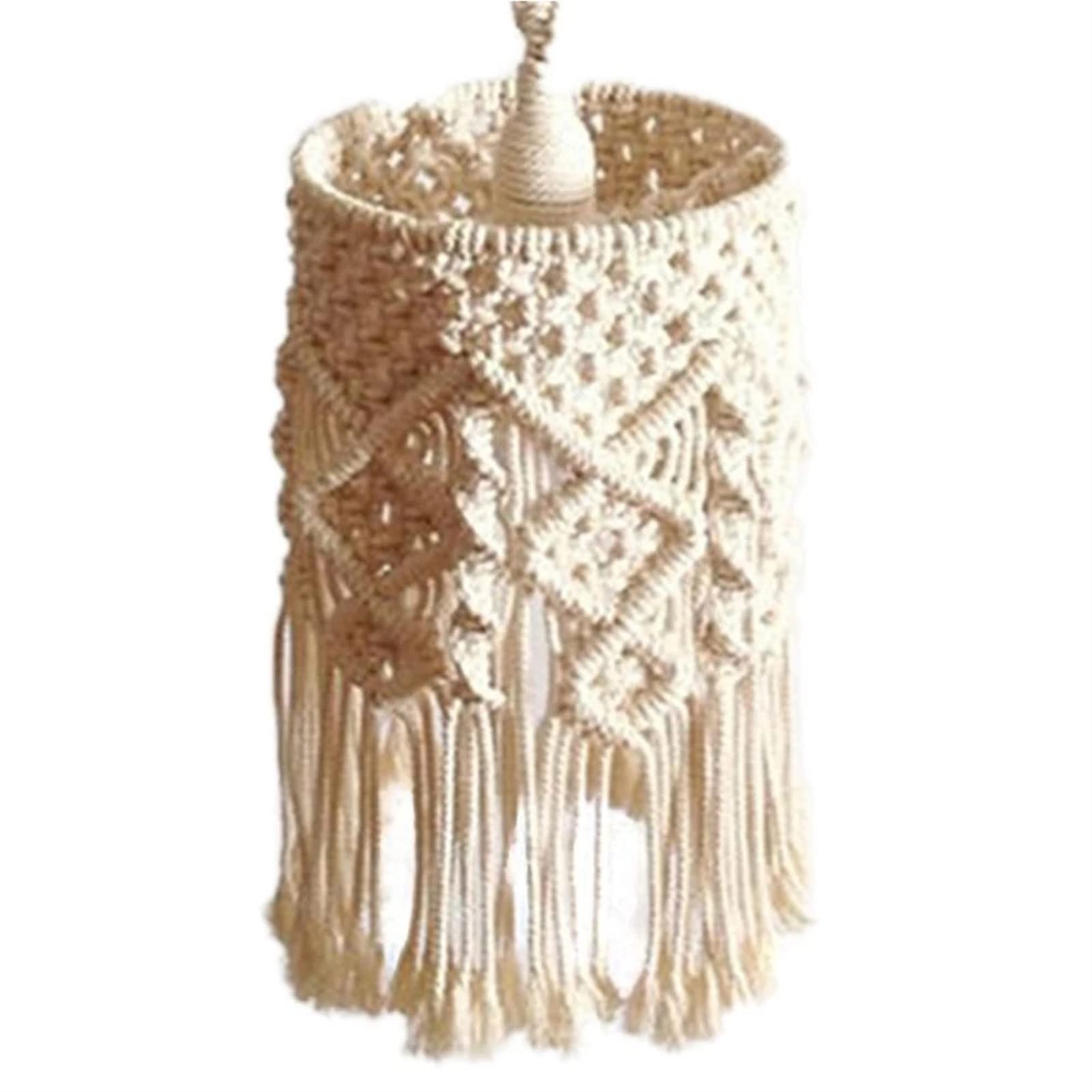 CWCQGH Bohemian Handmade Woven Lampshade Macrame Wall Hanging Lamp Room Coffee Restaurant Decoration Tapestry Lampshade