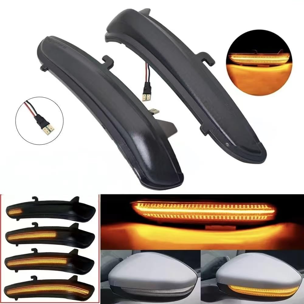 Indicatori Di Direzione A LED Dinamici Per Specchietti Laterali Indicatori Di Direzione 2 Pezzi Per Peugeot 2008 208 2013-2020 Freccia Laterale(Black Lens)