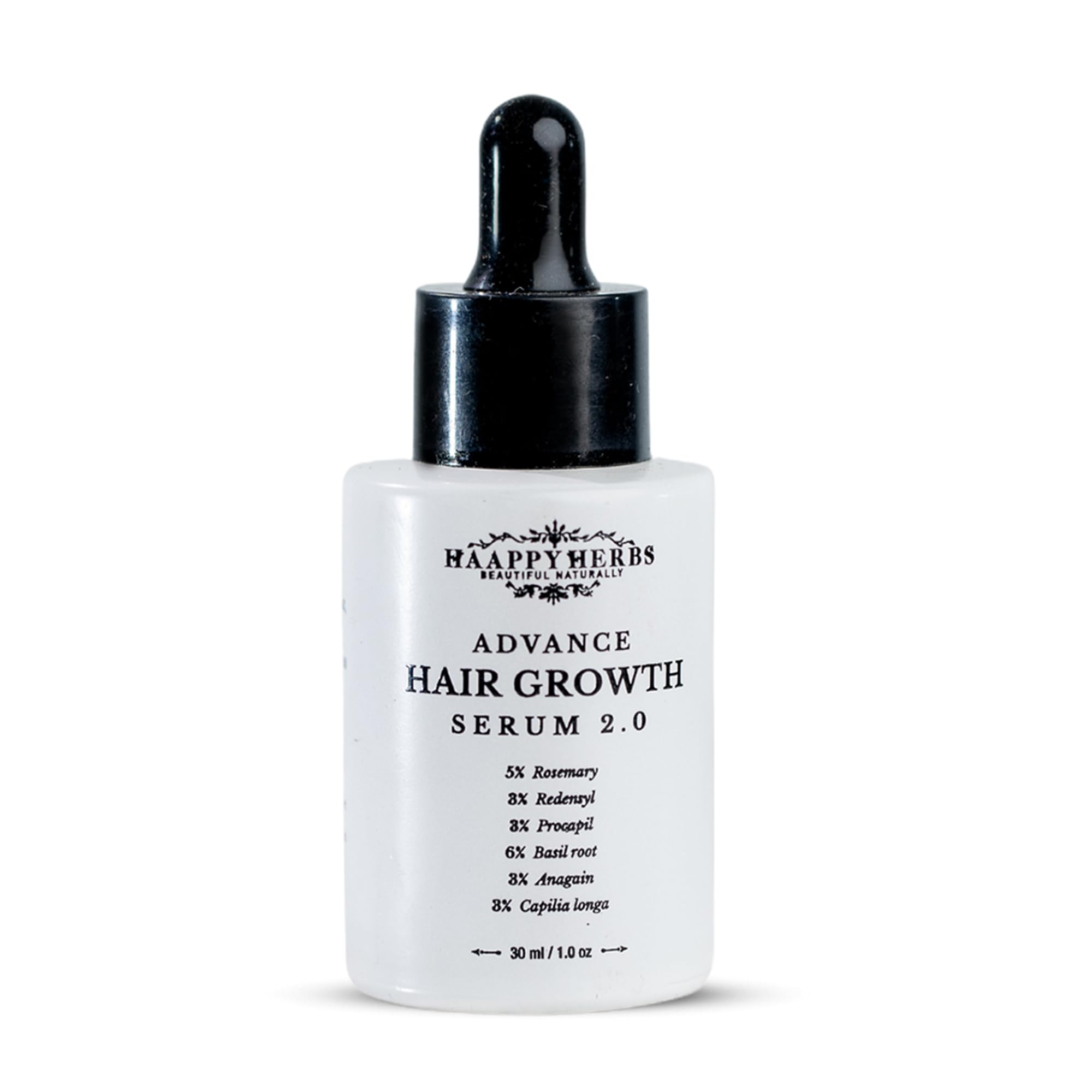 Haappy Herbs Advance Hair Growth Serum 2.0 for Regrowth & Hair Fall Control | Redensyl, Procapil, Rosemary | Ayurvedic Hair Serum for Thicker, Stronger Hair | Lightweight, Non-Greasy | 30ml