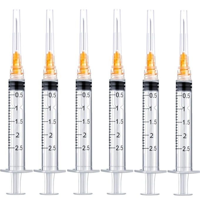 100支独立封装2.5ml针筒（25号针）