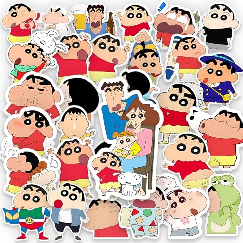 Image of Pack of 30, Shinchan Themed Laptop Sticker, Self Adhesive Vinyl Sticker Pack, Scratch Resistant - Multicolored Stickers for Journal, Laptop, Guitar, Mobile - Waterproof Residue Free