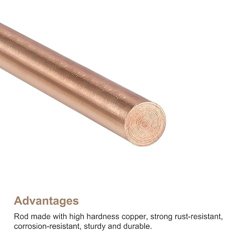 Miniatura 3 de MECCANIXITY 0.236 in de diámetro 7.874 in de longitud de cobre sólido redondo barra de torno de barra stock para bricolaje artesanía CNC corte