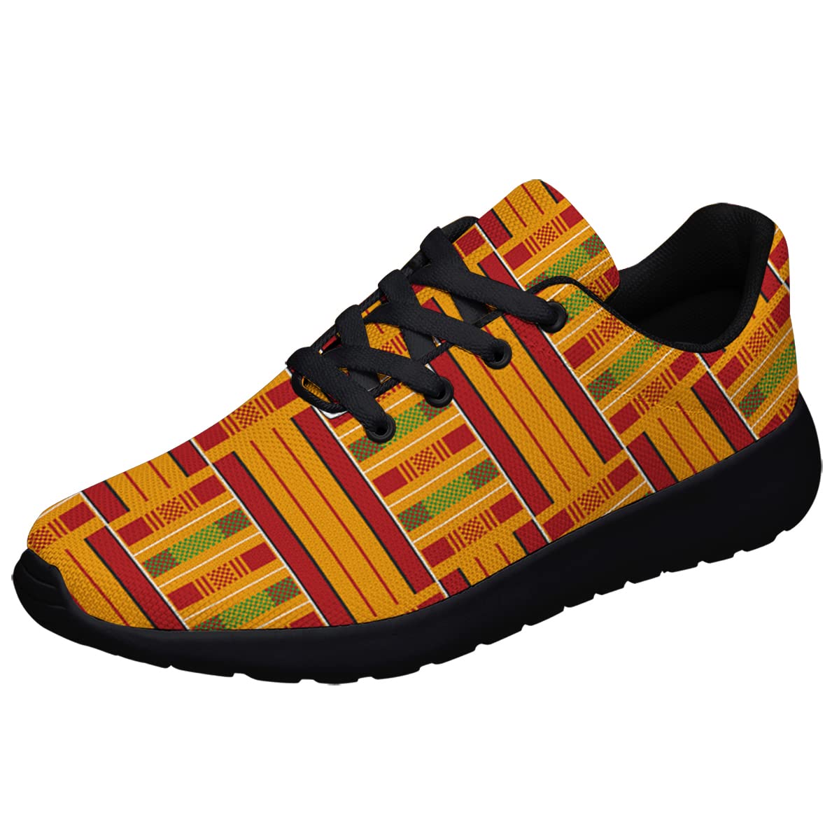 Sonzj-II Womens Kente African Print Shoes Men Ethnic Tribal Walking Tennis Running Sneakers Kente Shoes Gift for African American