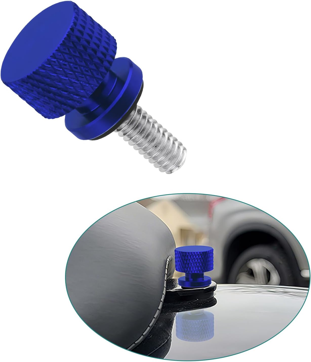 Motorcycle Seat Bolt 1/4"-20 Thread Screw Aluminum Rear Mount Knob Nut Fit For Harley Touring Softail Sportster 883 1200 XL Dyna 1996-2025 Blue