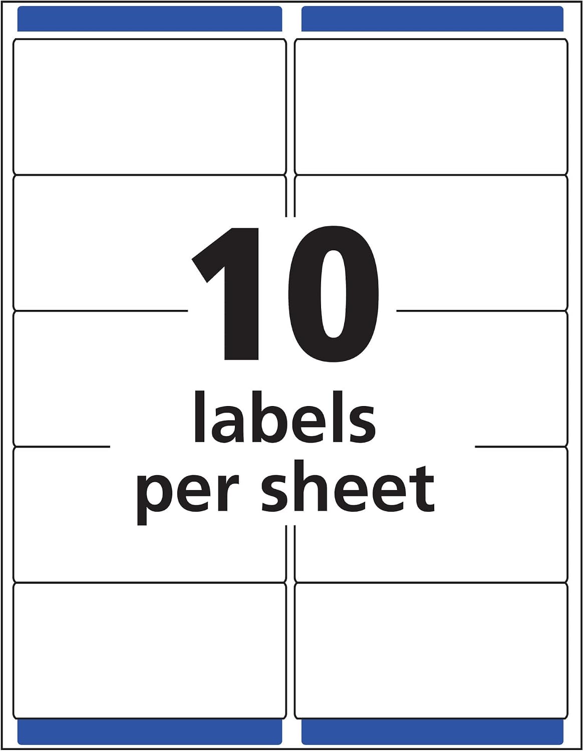 AVERY Shipping Labels, 2" x 4", Matte Clear | Printable | With Sure Feed | 100 Labels, Pack of 5