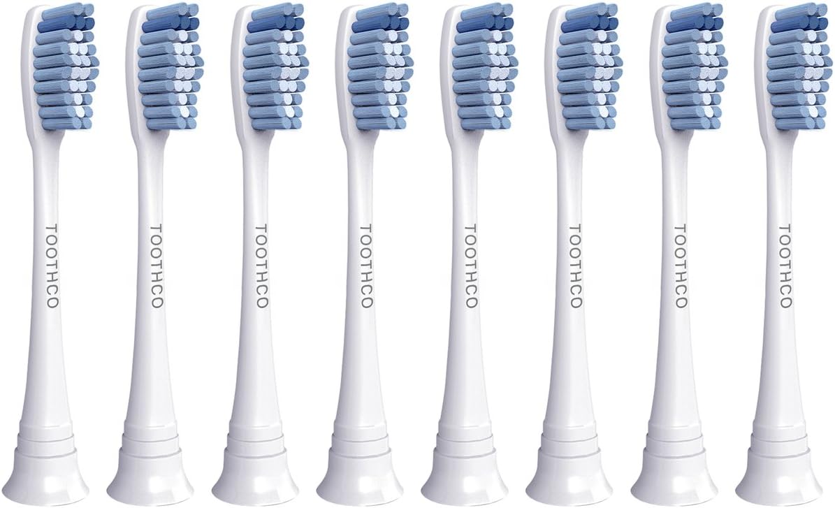 Toothco Premium Standard Size Replacement Toothbrush Heads for Philips Sonicare handles, 8 pack, fits Sonicare 2 Series Plaque Control, 3 Series Gum Health, DiamondClean, FlexCare Series, HealthyWhite and EasyClean Philips Brush Handles