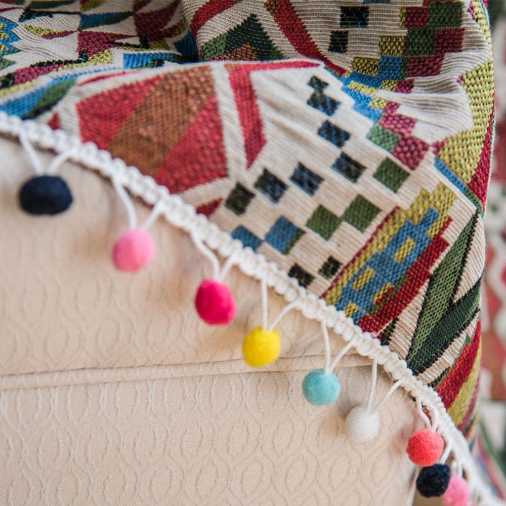 Boho Geometryczna Czeska Zasłona Do Sypialni Salon Pościel Bawełniana Drukowane Dekoracyjne Zasłony z Pomponem Dekoracji Domu