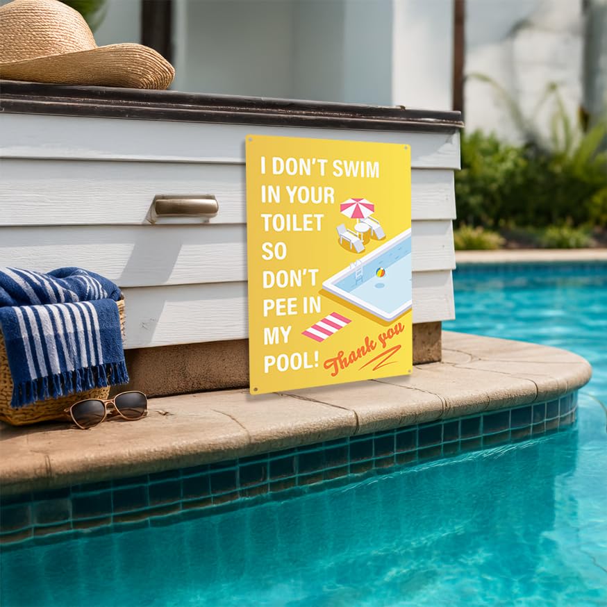 Cartel metálico decorativo para piscina 12x8 pulg miniatura 7