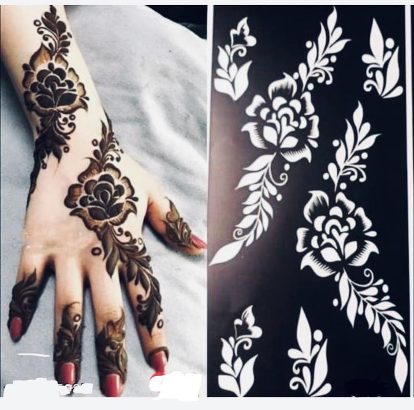 Mehndi Stickers for Hands Arabic, Mehandi Stickers, Sticker Temporary Tattoo Stickers are Suitable for All Age Groups|Pack of 6| Model no-15-image-35