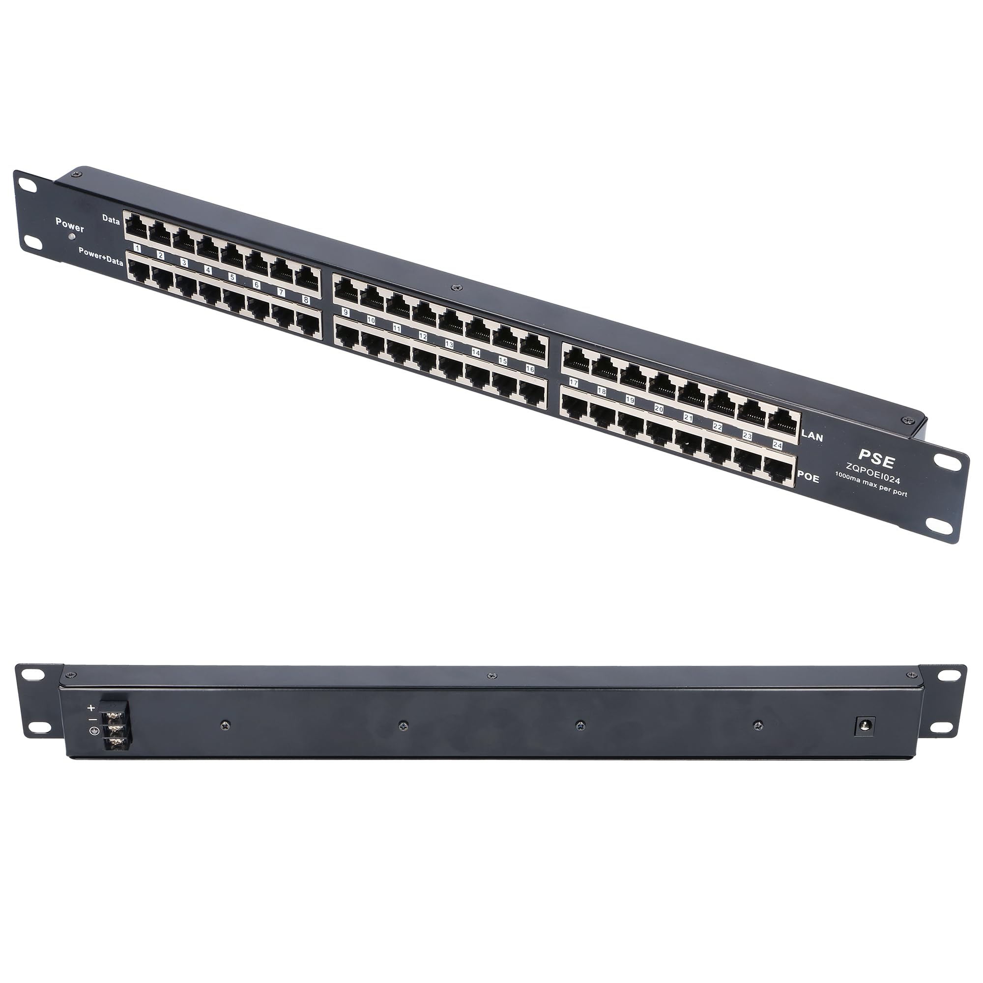 Extralink 24 porte Passive PoE Injector Adapter 10/100Mbps 12 ~ 48 V DC Rack 19"
