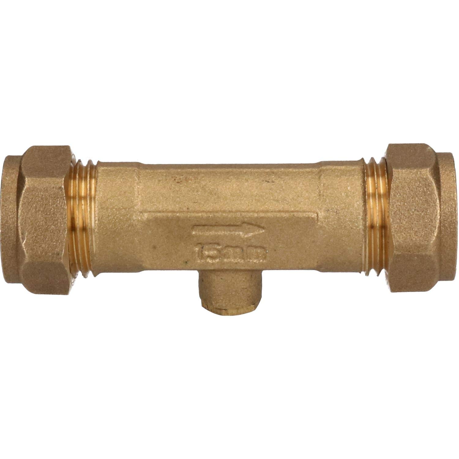 Ab Tools 15Mm Brass Double Check Valve One-Way Non-Return Compression Fittings Wras