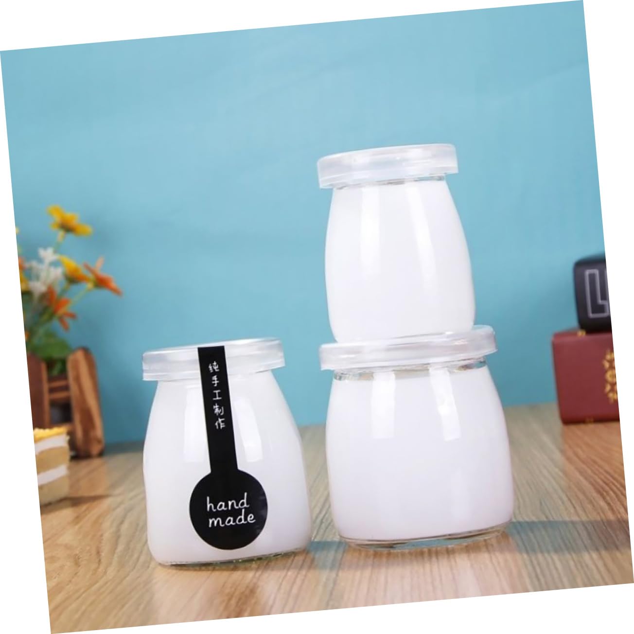 Cabilock 10 Puddinggläser mit Deckel 200 Ml Glasbehälter mit Breiter Öffnung Hitze und Kältebeständig 10 Stück für Pudding und Joghurt