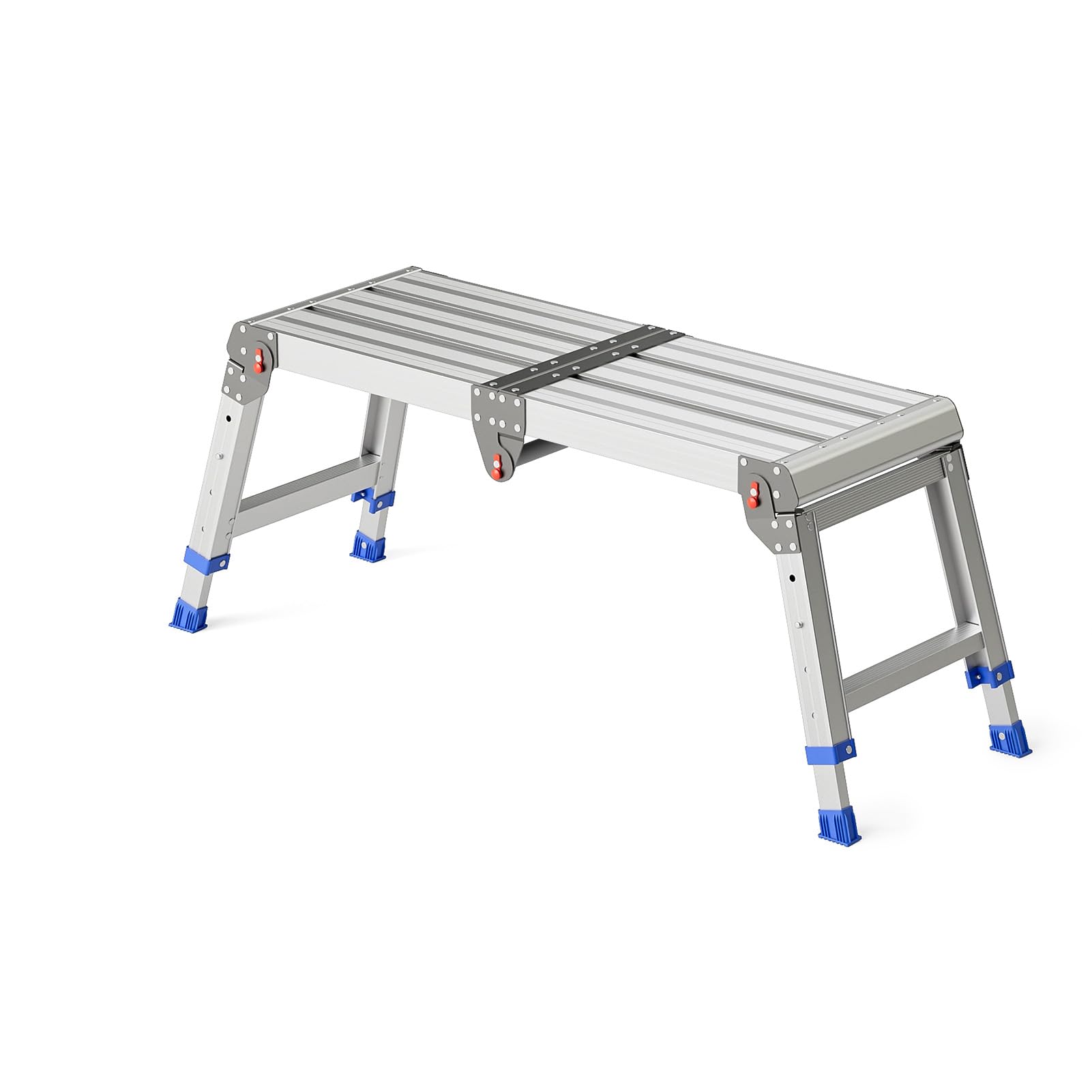 Loyoda Plataforma de trabajo plegable para adultos, taburete plegable de aluminio de altura ajustable, ligero y duradero, escalera de aluminio portátil para exteriores, capacidad de carga máxima de