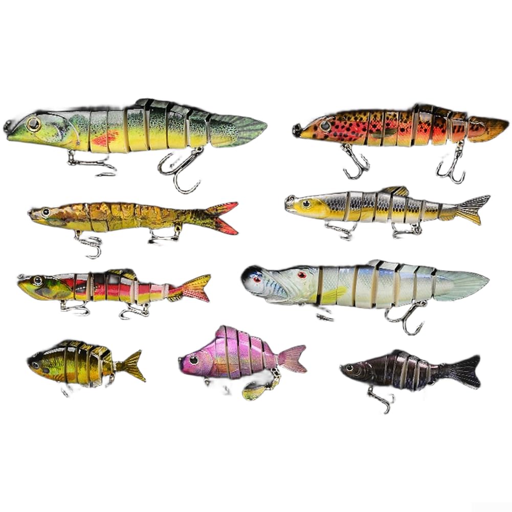Set di 9 esche da pesca realistiche con articolazioni multiple per giochi d'acqua salata e acqua dolce