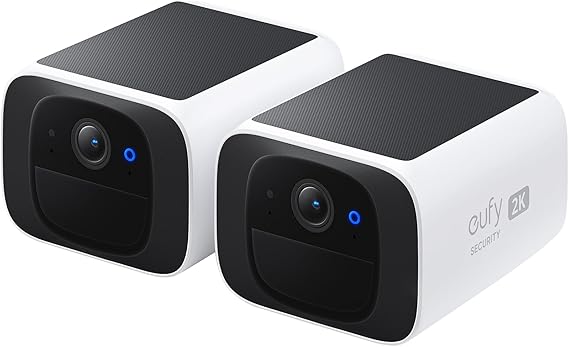 eufy Security SoloCam S220 2 Pack, Camera Surveillance WiFi exterieure sans Fil Solaire, résolution 2K, Camera Solaire, Compatibile avec Alexa, Wi-FI 2,4 GHz