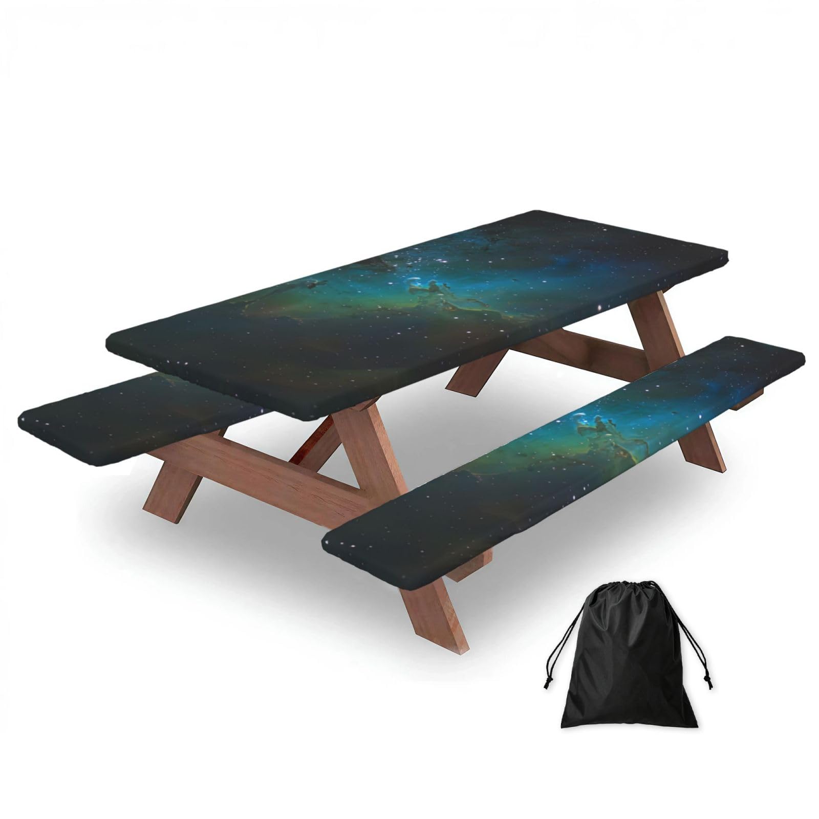 AYYQWE Galaxy Green Print Picnic Table Bench Cover Outdoor Garden Party Decor Daily Accessory Gift