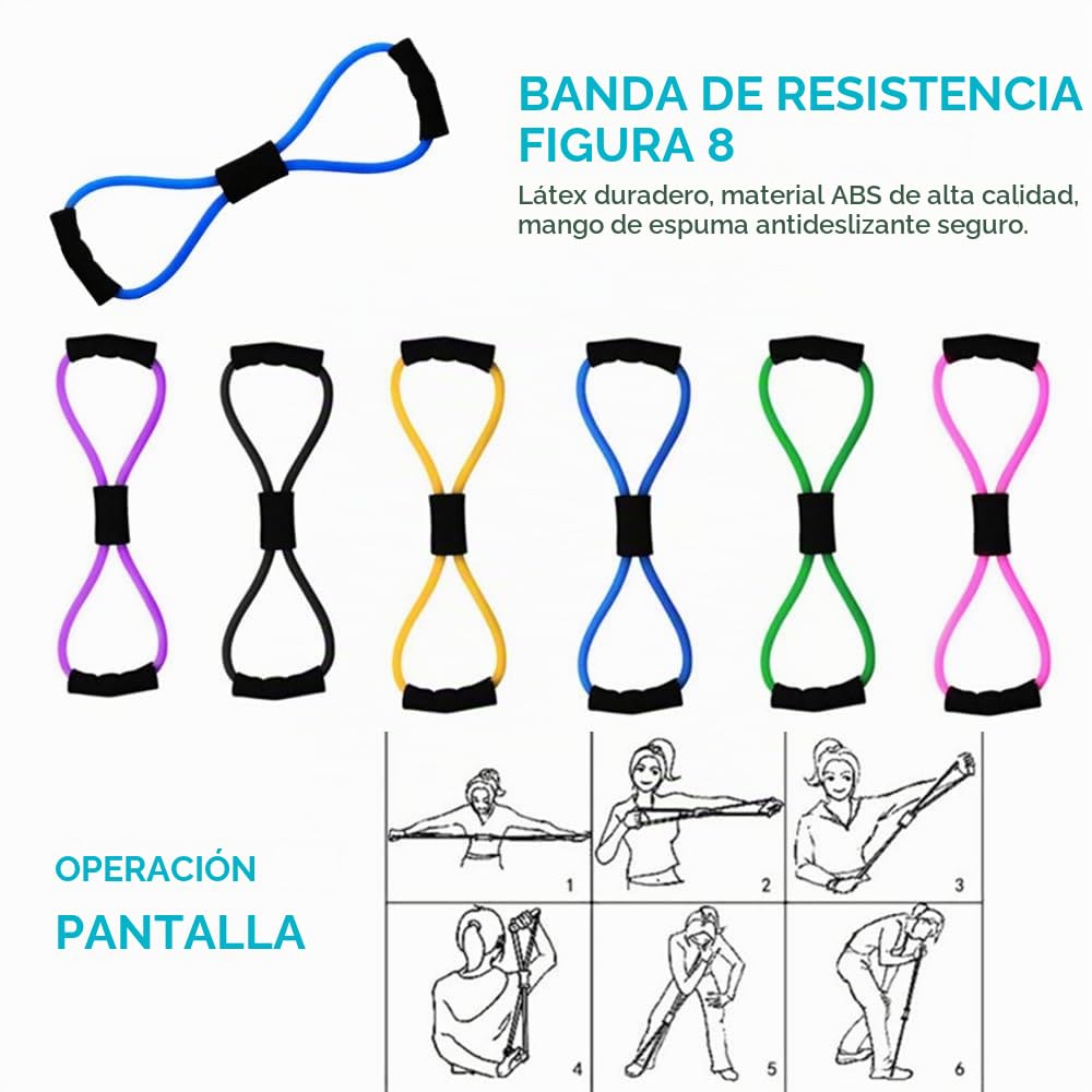 Genérico Kit de Pilates 8 Piezas - Aro, Pelota Pequeña, Cintas Elásticas para Musculación y Ejercicio en Casa