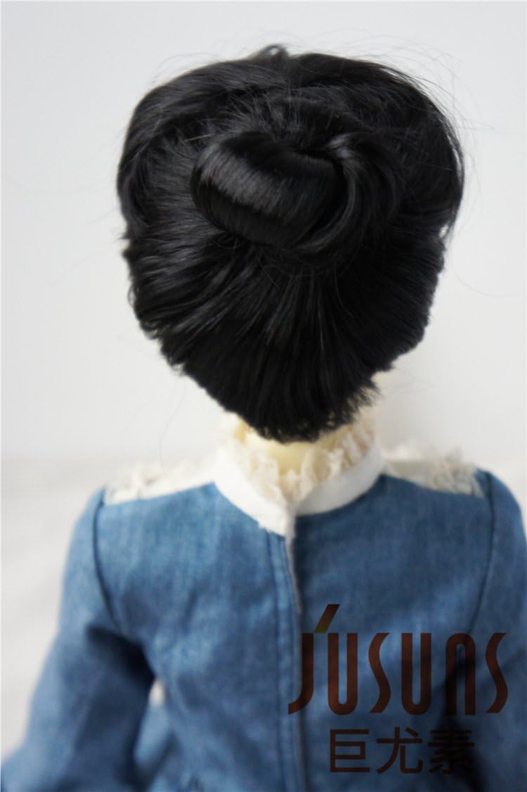 Jusuns JD049 8-9'' 21-23CM Black Roll Cake Up Style Doll Wigs 1/3 SD Synthetic Mohair BJD Doll Hair