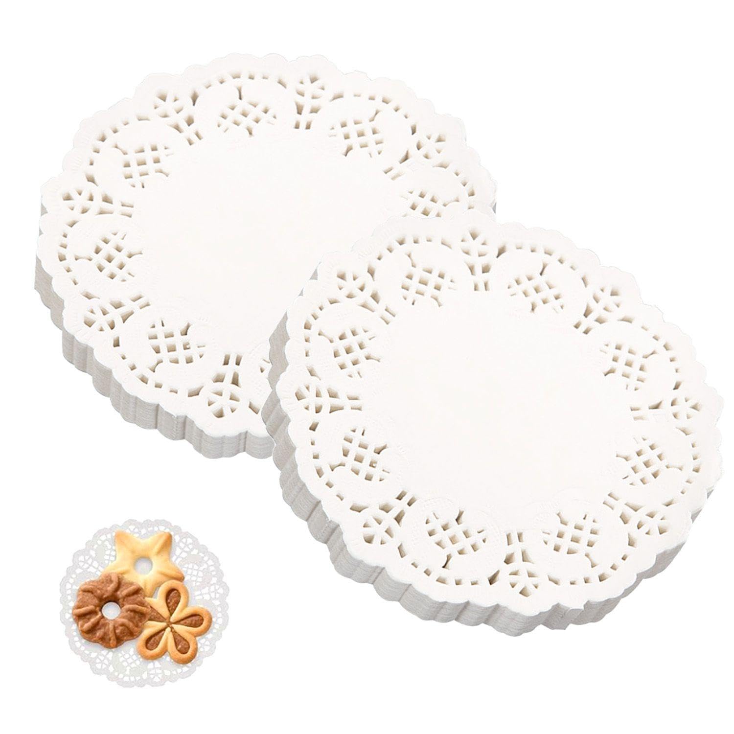 UBSIUH 200 Sheets Of White Lace Paper Mats, For Cake And Dessert Trays, Suitable For Wedding And Birthday Scenes, Table Display Supplies, Baking Display Accessories.