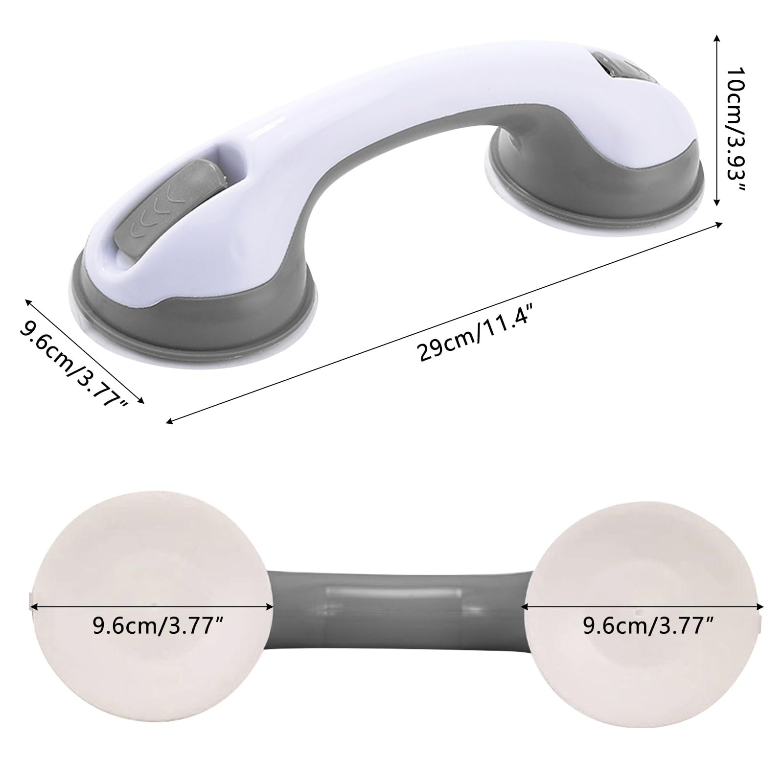 2 Pezzi Bagno Corrimano Maniglia di Sicurezza, Maniglia Doccia Anziani, Maniglione Bagno Disabili, Portable Corrimano ad Assorbimento del Vuoto Forte, per Bambini e Anziani (Grigio)