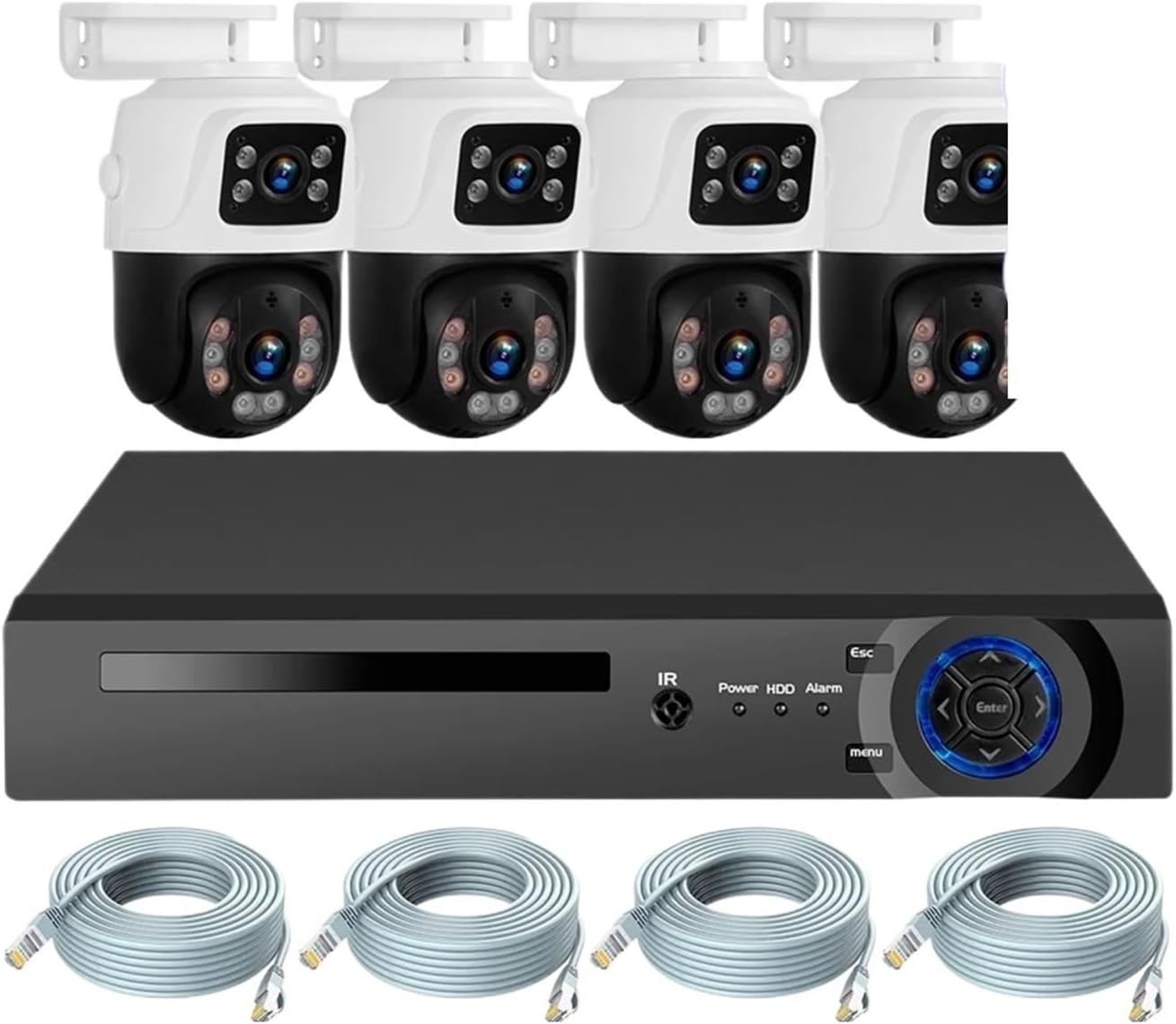8CH 6MP HD POE Home Security Camera System Dual Lens Outdoor IP Camera Video Surveillance NVR Kit CCTV Human Detection(3T(户外运动),NVR and 4 White)