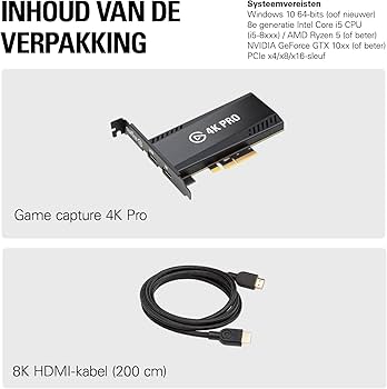 Elgato 4K Pro, Internal Capture Card: 8K60 Throughput/4K60 HDR10