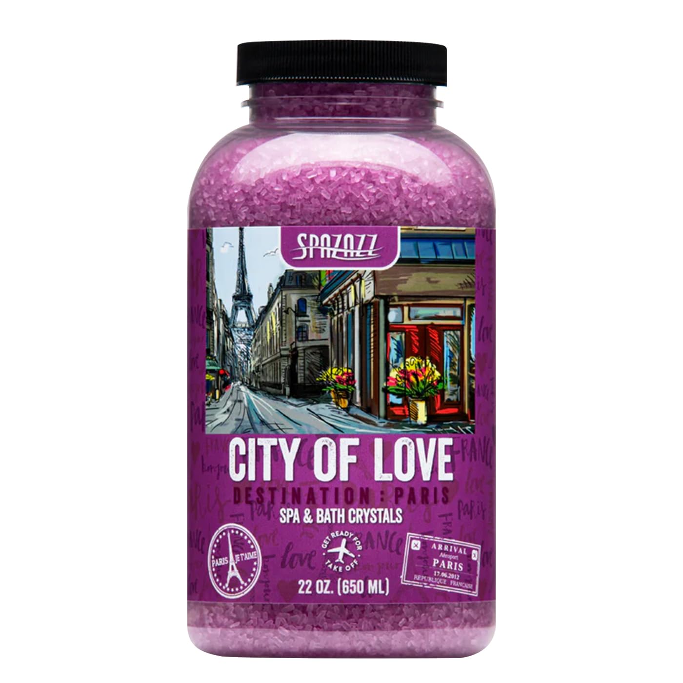 SPZ-301 Love & Romance in Paris Hot Tub Scent & Fragrance - Couples Spa Gift - Destination Bath Salt Crystals 22 oz