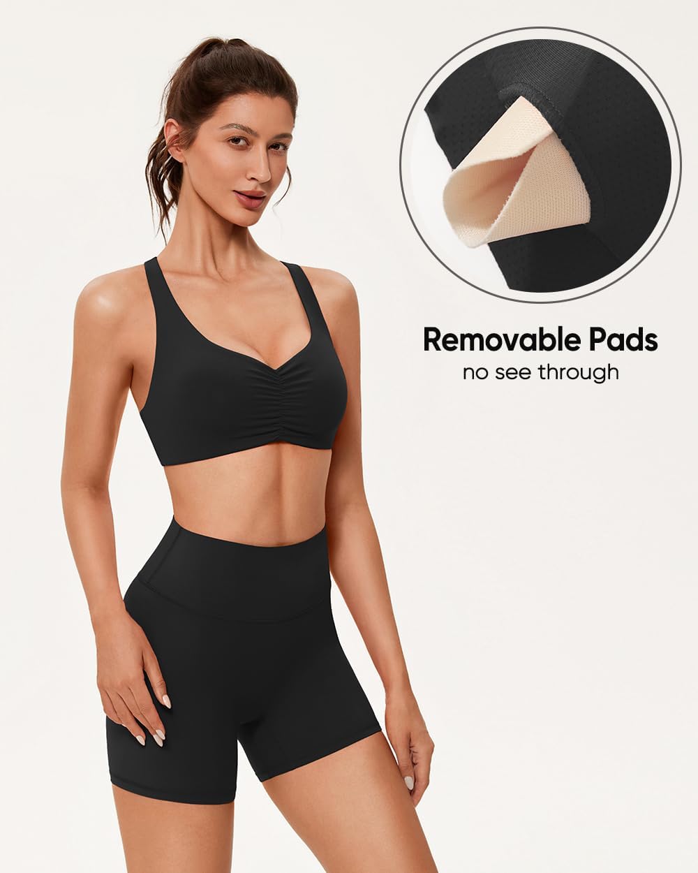 OMKAGI Sports Bras for Women Padded Cross Back Workout Bras Strappy Yoga Bra Crop Top - Image 3