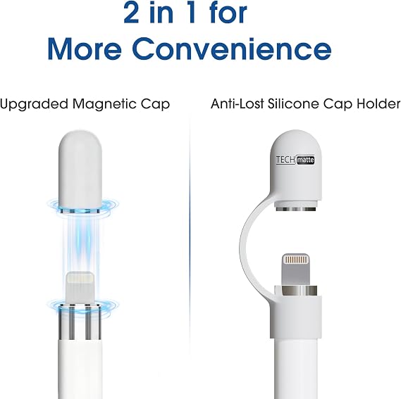 استبدال الأغطية المغناطيسية المحدثة TechMatte 2025 بحامل لقلم Apple Pencil من الجيل الأول | مضاد للضياع | مغناطيسية فائقة القوة | لجهاز iPad 10 9 8 7 6 Air 3th Mini 5th iPad Pro 10.5 9.7 12.9