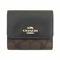 新品COACH 折財布 ダークブラウンシグネチャー&ブラックホース&キャリッジ 新品COACH 折財布 ダークブラウンシグネチャー&ブラックホース