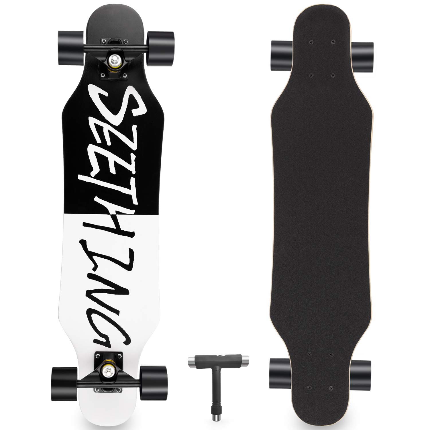 Skateboard Complete 7 Layers Deck 31"x8" Skate Board Maple Wood Longboards for Adults Teens Youths Beginners Girls Boys (Black)