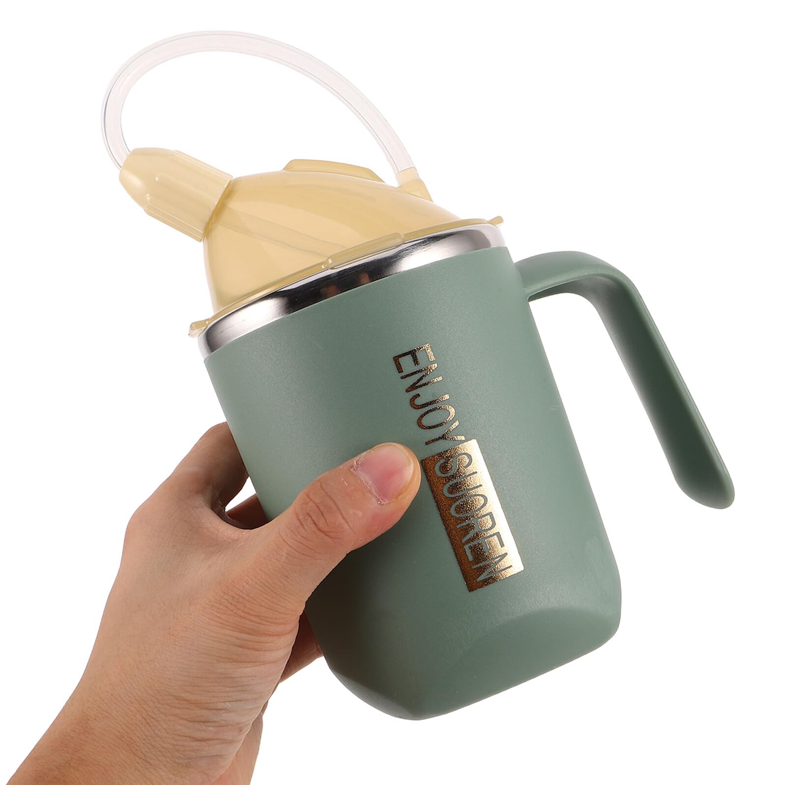 ibasenice Regulierender Trinkbecher für Dysphagie, 400ml Edelstahl, Grün