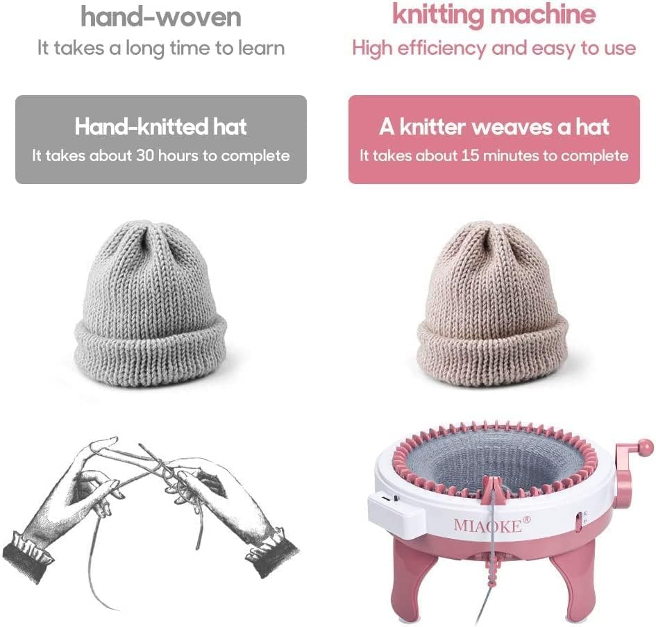 Image of MIAOKE Knitting Machine, 48 Needles King Size Smart Weaving Loom Knitting Round Loom, Smart Knitting Board Rotating Double Knit Loom Machine, DIY Knitting Loom Kit for Adults