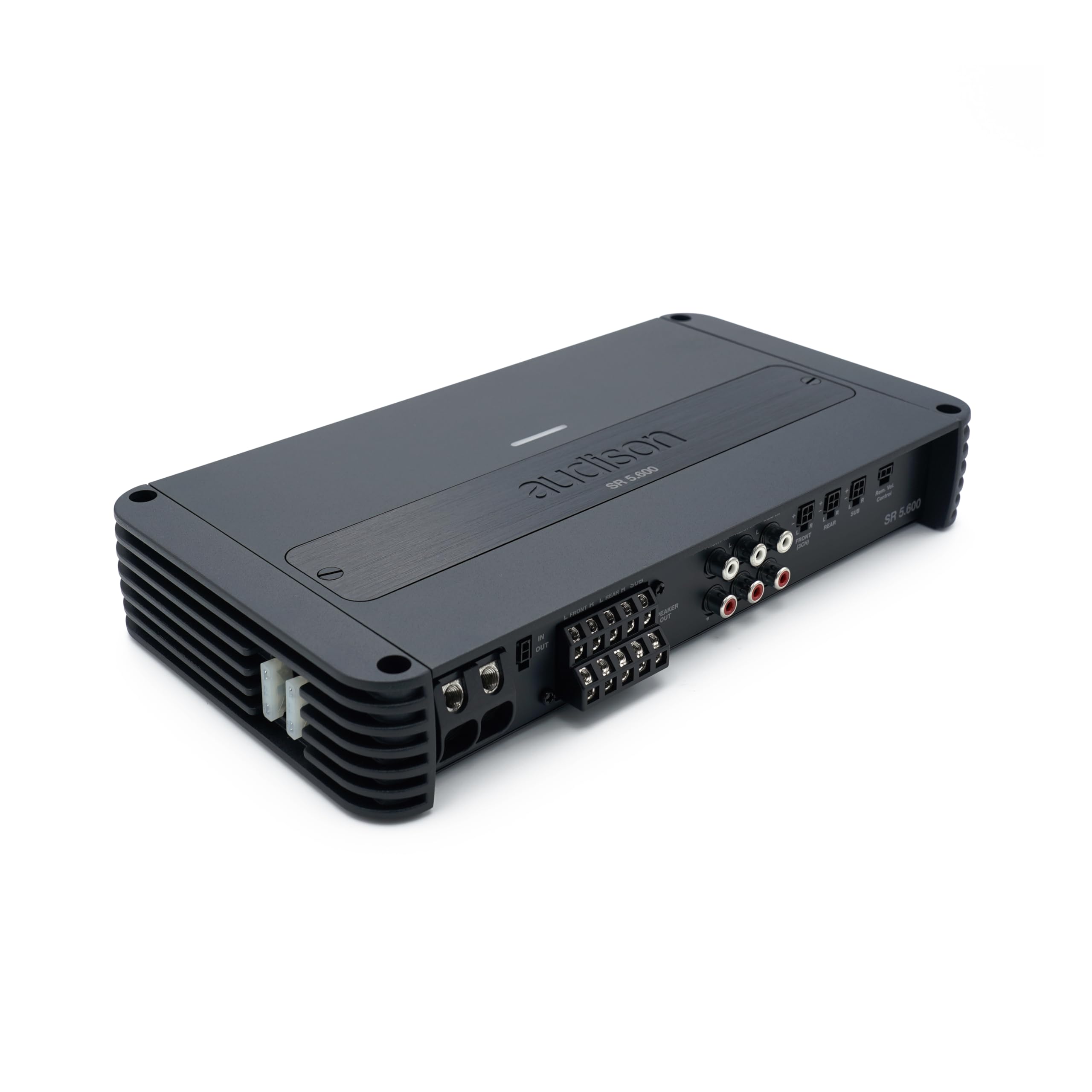 Audison SR 5.600 – Amplificatore 5 Canali Classe D con Tecnologia ADT, Potenza Totale 1010 W RMS, Crossover Integrato e Ingressi OEM/Aftermarket