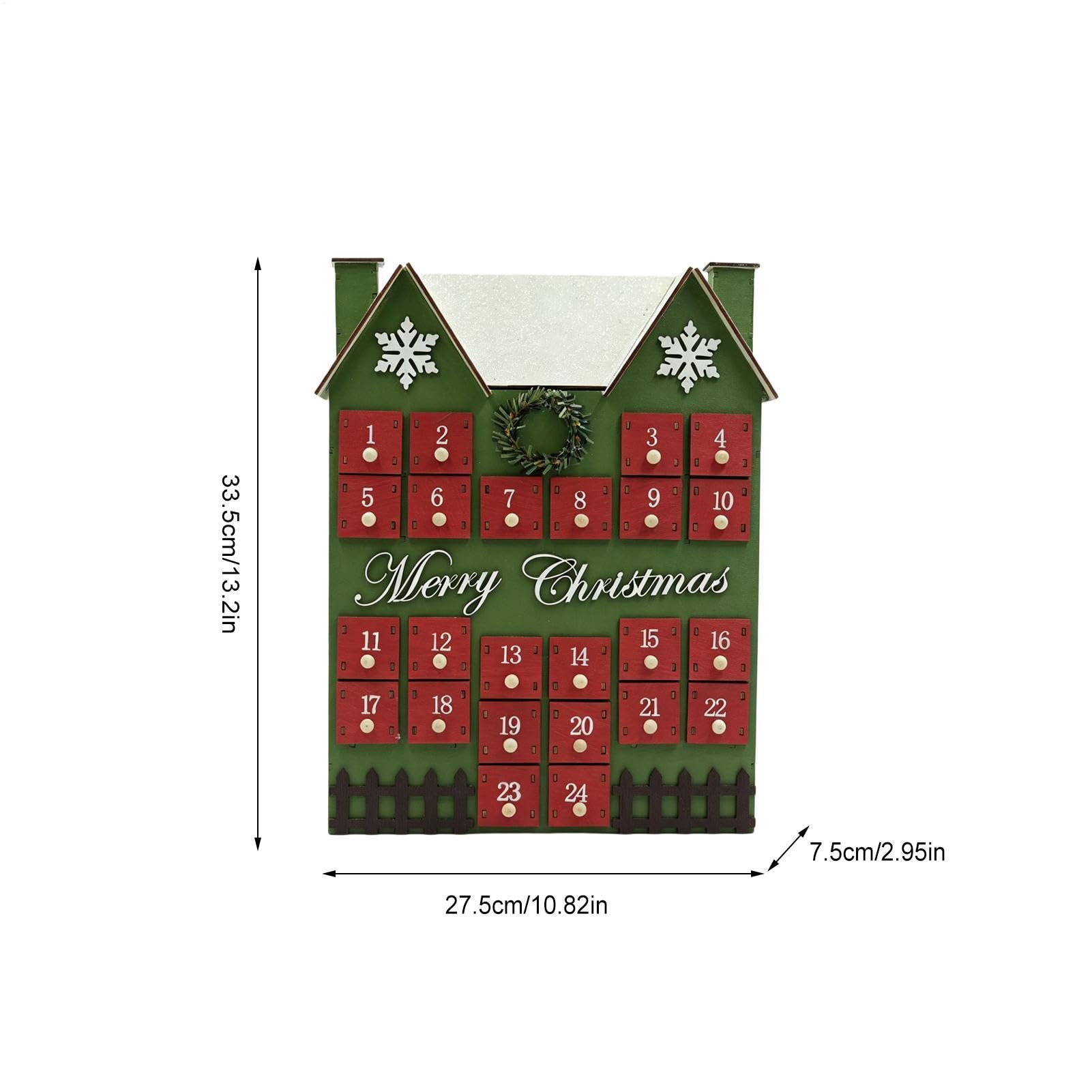 Calendrier de l'Avent en Bois Décoration de Noël en Forme de Maison 24