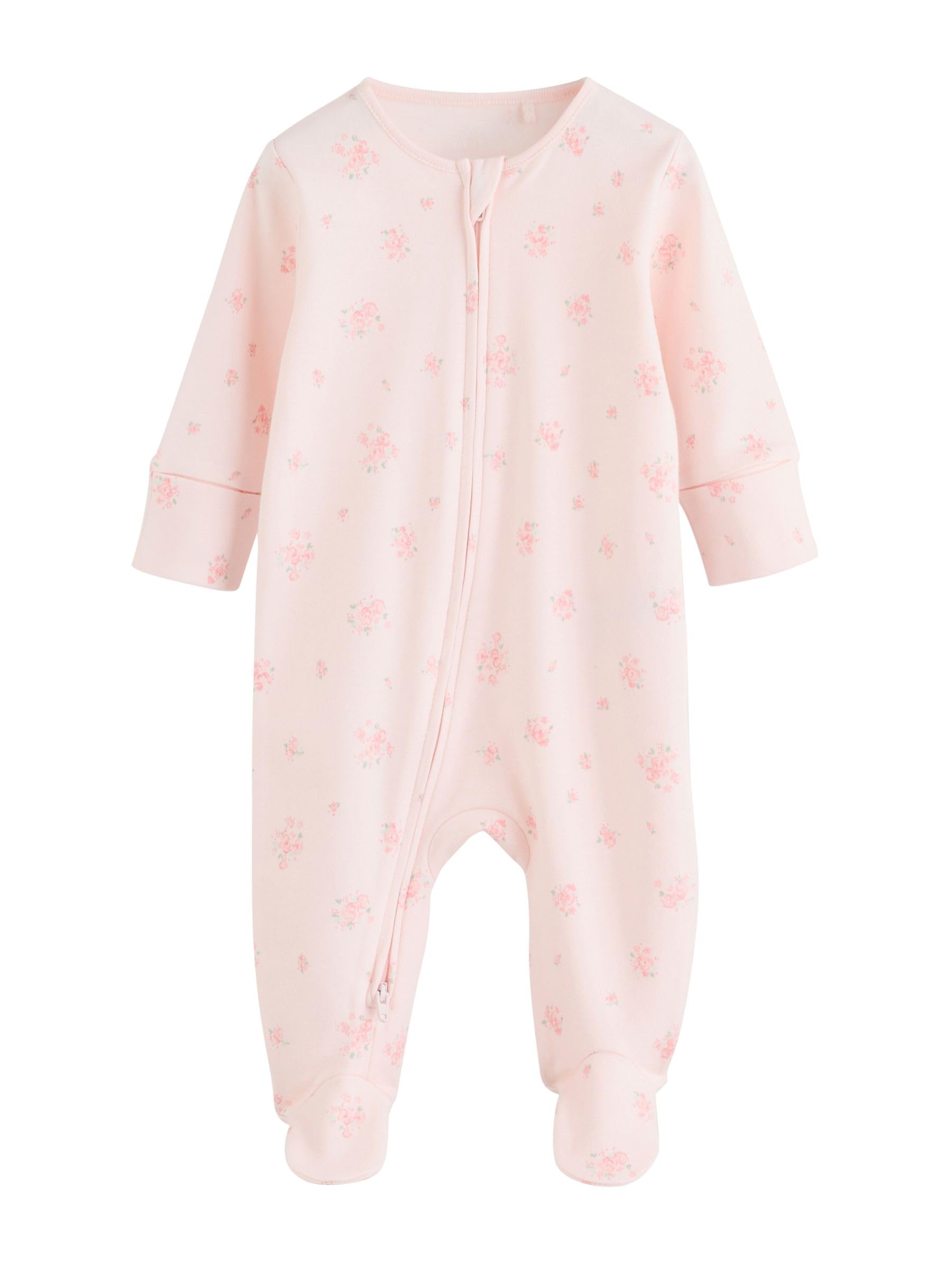 NEXT Bambina Confezione da 4 Tutine per Neonati con Zip bidirezionale | Neonato, Standard, Mid Rise, Button, 100% cotone