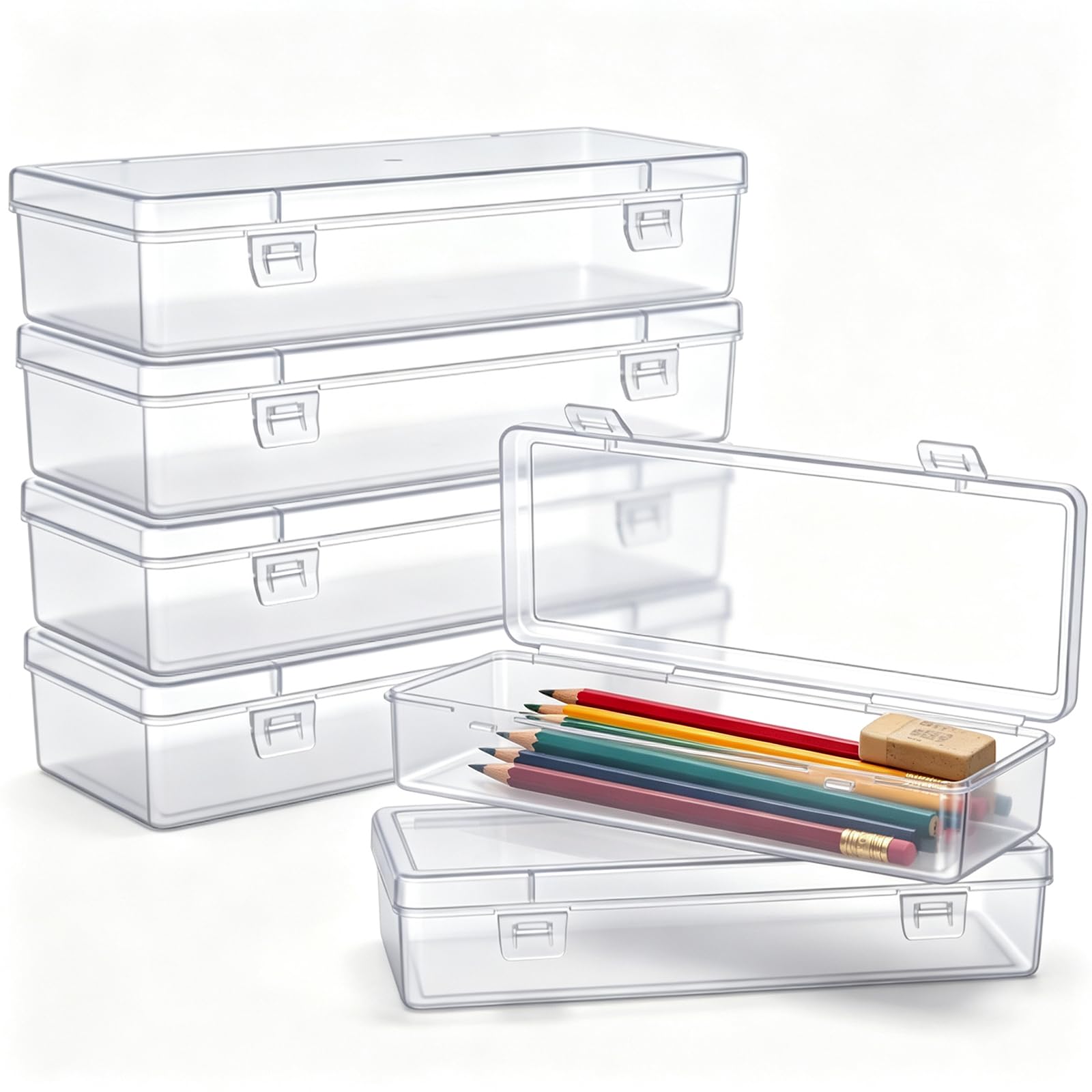 Jetec 6 Pieces Small Clear Plastic Storage Box, 6.9 x 2.6 x 1.4 Inch — image 1