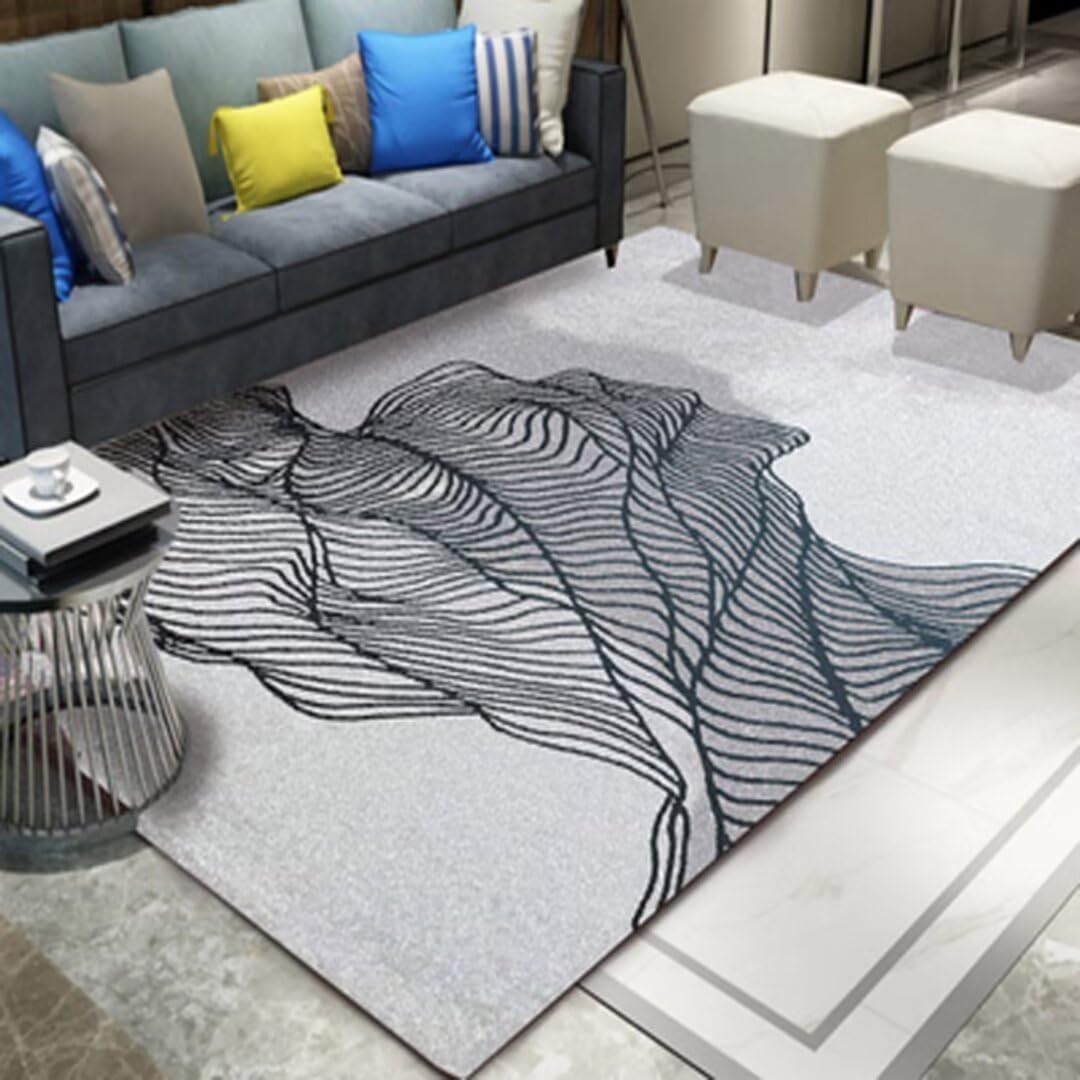 Rug Washable Large Fluffy Rugs Carpet Kitchen Stitch Carpets Living Room Anti Slip Simple Decorative Area Patio grey180x280CM