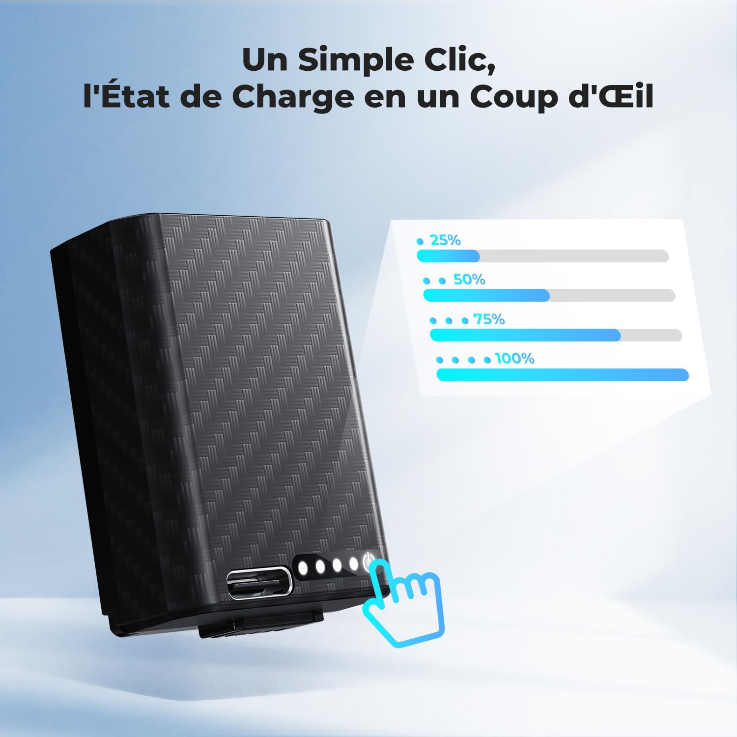 K&F CONCEPT 2 NP-FW50 Batteries à Charge Directe avec Indicateur de Charge