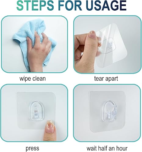 Miniatura 5 de Command - Paquete de 40 ganchos de pared transparentes, pequeños ganchos adhesivos de plástico para colgar para el baño y la cocina con pared sin