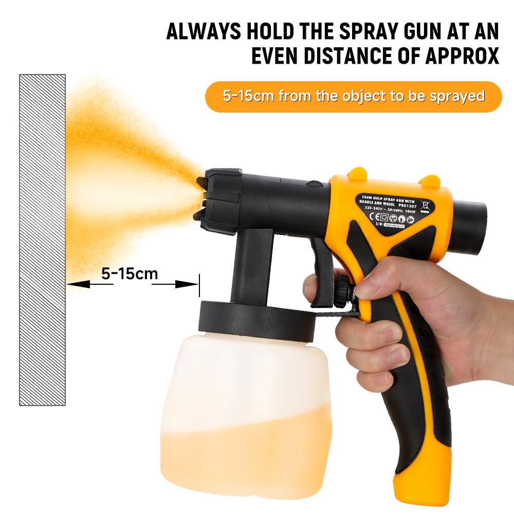 Hoteche Pistola a spruzzo elettrica HVLP da 700 W, 800 ml, ugello da 2,5 mm, 1000 ml/min, tubo da 3 m, spruzzatore di colore