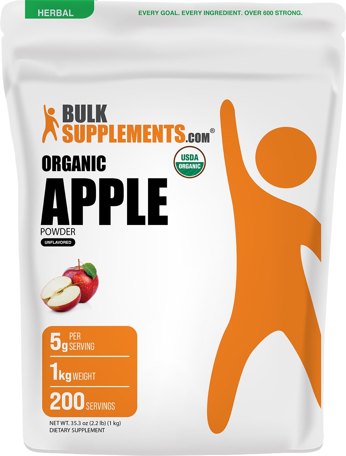 BulkSupplements.com Organic Apple Powder - Apple Fruit Powder, Fiber Supplement for Digestive Support - Natural & Gluten Free, 5g per Serving, 1kg (2.2 lbs) (Pack of 1) 2.2 Pound (Pack of 1)