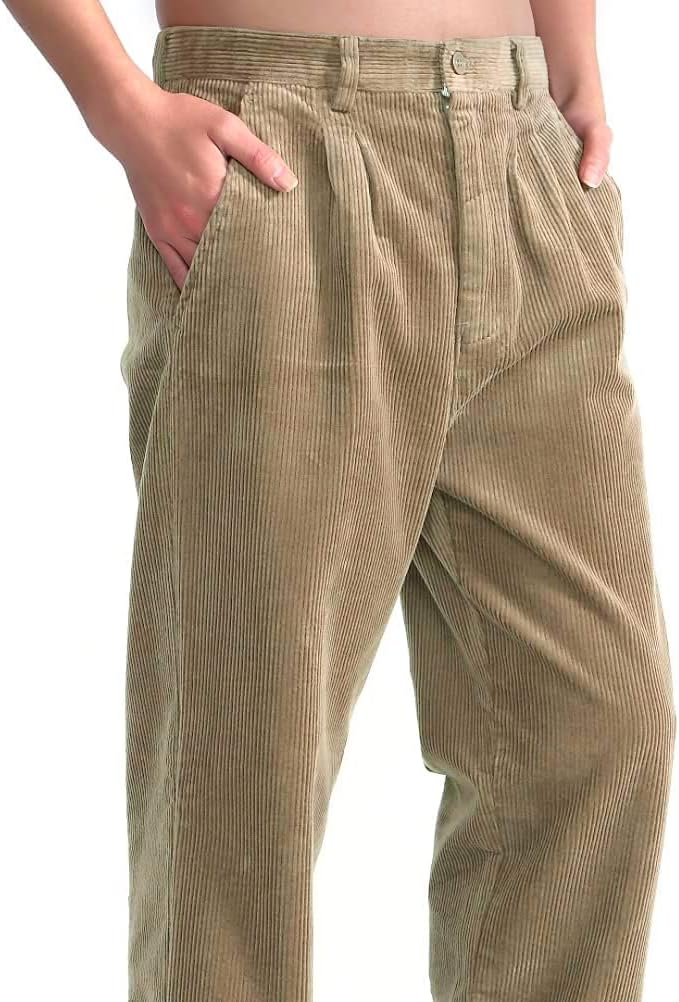 IDEALSANXUN Mens Corduroy Pants Casual Straight Leg Pleated Dress Pants - Image 2